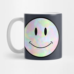 Holo Trippy Smiley Face Black Outline closer eyes Mug